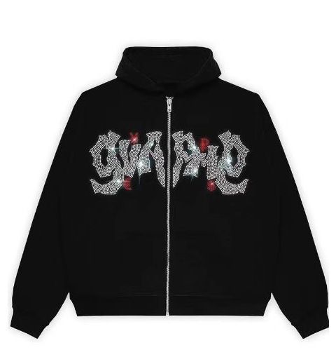 Black Crewneck Sweatshirt 2023 New Letter Print Ins Trend Loose Zipper Hoodie For Men And Women_viptrois.com