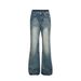 American Style Washed Floor-Length Flared Vibe Trend Men's Long Distressed Denim Loose Wide-Leg Bell-Bottom Pants_viptrois.com