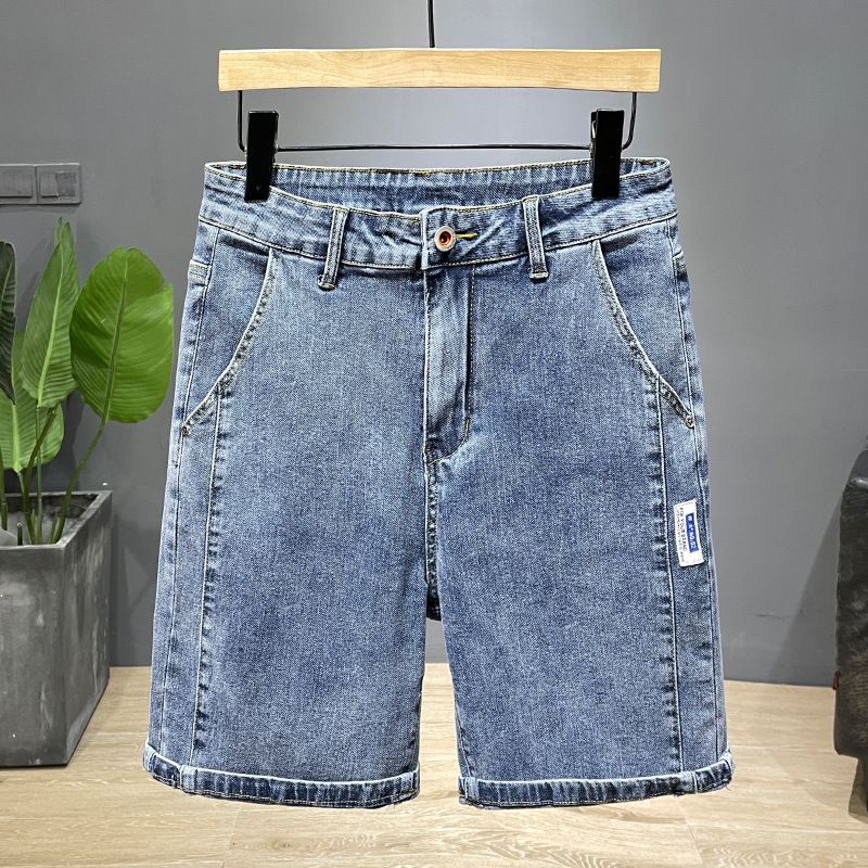 Men's Clothing Summer Fashion Denim 5 Point Shorts Ins Style Fashion Straight Tube Ripped Shorts_viptrois.com