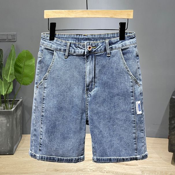 Men's Clothing Summer Fashion Denim 5 Point Shorts Ins Style Fashion Straight Tube Ripped Shorts_viptrois.com