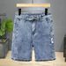 Men's Clothing Summer Fashion Denim 5 Point Shorts Ins Style Fashion Straight Tube Ripped Shorts_viptrois.com