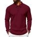 Men's Loose Fit Jacquard Polo Shirt With Lapel Collar - Business Casual Ribbed Knit Top For Office & Commute_viptrois.com