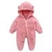 Soft Fleece Hooded Baby Jumpsuit With Mittens - Unisex Cartoon Style Infant Romper For Newborns - Cozy Zipper Closure, Long Sleeve, Neutral Colors_viptrois.com