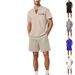 Men's Clothing Lapel Short Sleeved Pullover Casual Shirt Suit_viptrois.com