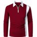 Men's Long Sleeve Polo Shirt Fashionable Two Tone Stylish Collared Breathable Top for Foreign Trade_viptrois.com