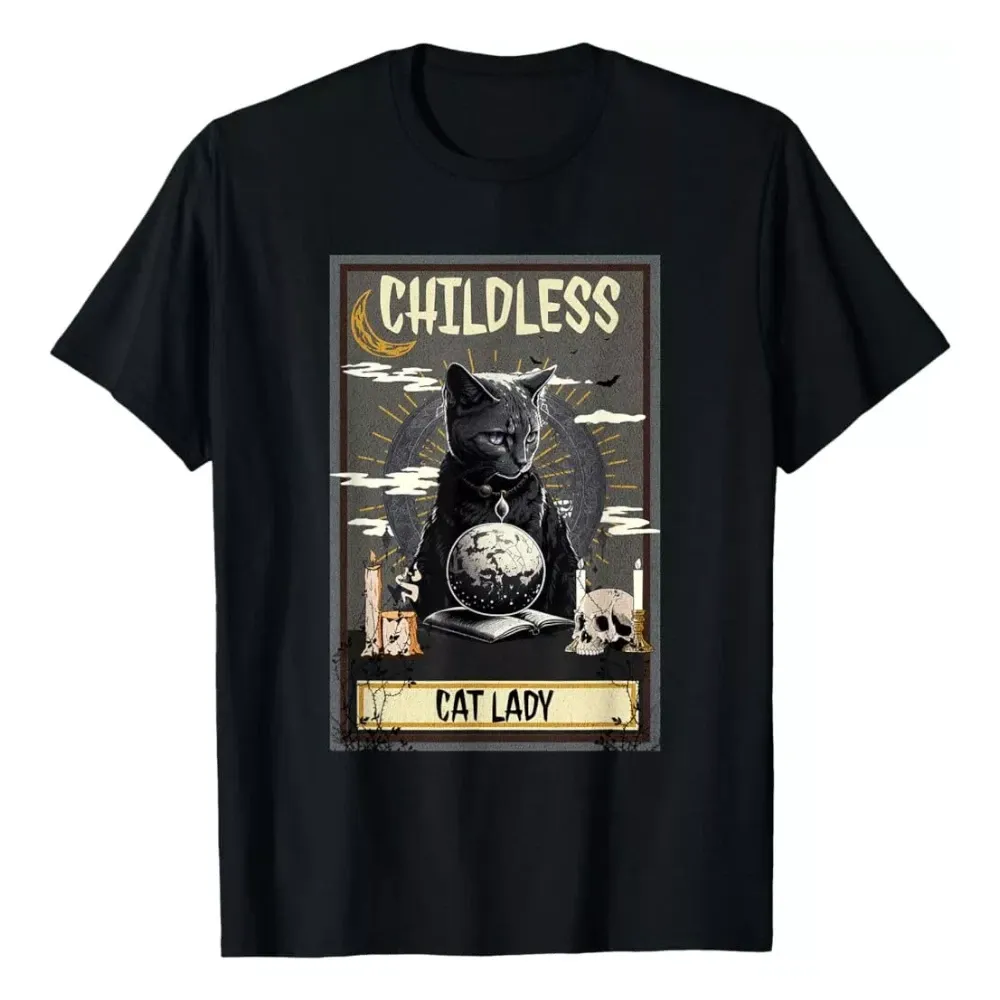 MENS WOMENS Childless Cat Lady Tarot Card T-Shirt Mens Womens Tees Top ,Unisex Tee_viptrois.com