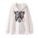 2022 Dark Skull Skeleton Unisex Hoodie Gothic Couple Harajuku Oversized Zipper Sweatshirt_viptrois.com