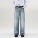 Men's Clothing High Street Washed Old Fashion Jeans Mopping Style Cleanfit Loose Straight Pants_viptrois.com