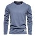 Men's Long Sleeve New Solid Color T-Shirt Trendy Casual Sports Outerwear Round Neck Pure Cotton Base Shirt Wholesale_viptrois.com