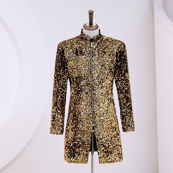 Men's Clothing Velvet Sequined Slim Fit Suit Jacket Banquet Dress Studio Wedding Performance Dress Suit Jacket_viptrois.com