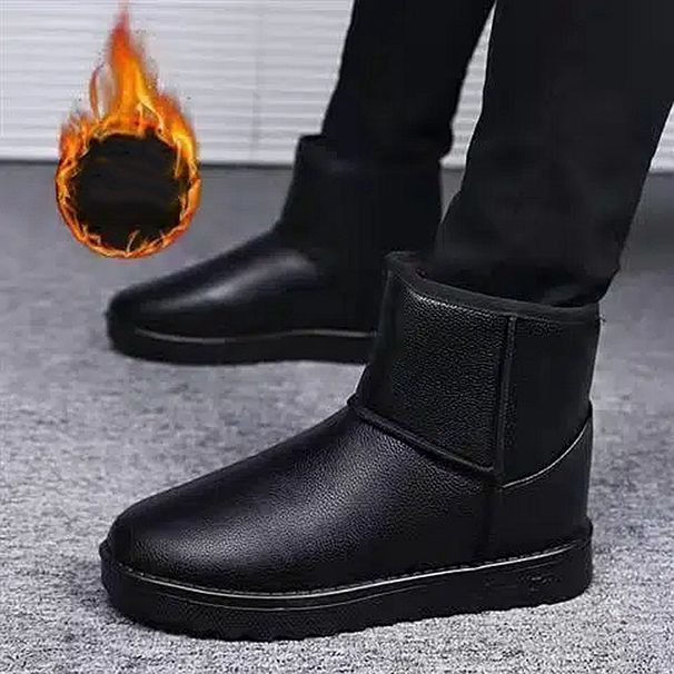 SHLIANG New Winter Snow Boots Men High Top Fluffy Boots High Quality Waterproof Leather Boots Fashion Outdoor Men Non-Slip Ankle Boots X0080_viptrois.com