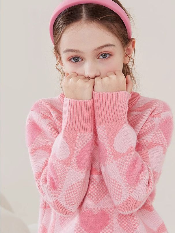 Girls' Fashion Knit Sweater Fashion Long Sleeve Round Neck Soft Polyester Top For Spring Autumn Winter_viptrois.com
