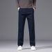 Men's Stretch Comfort Fit Straight Leg Dress Pants For Business Casual & Office Wear - Mid Rise Elastic Waist Slim Fit Trousers In Black Navy Khaki_viptrois.com