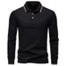 Men's Clothing Autumn Men's Long Sleeve T-Shirt Lapel Solid Color Versatile Men's Shirt Long Sleeve For Formal & Casual_viptrois.com