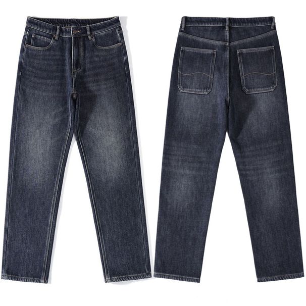 Men's Clothing American Retro Fleece Lined Jeans Men's Loose Wide Leg Versatile Straight Leg Trousers_viptrois.com