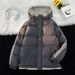 Men's Winter Hooded Jacket With Fleece Lining, Thickened Cotton Coat, Two-Stripe Design, Casual Outerwear For Big & Tall (Sizes M-8XL)_viptrois.com