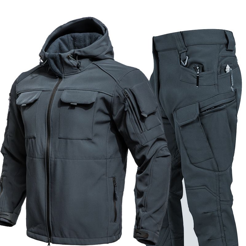 Men's Clothing Beetle Shark Skin Softshell Jacket Set For Men Camouflage Waterproof Military Style Outdoor Warm Clothing_viptrois.com