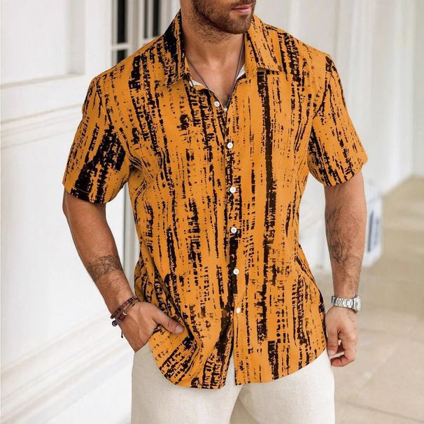 Men's Clothing Thin Men's Shirt Summer Leisure Four Sided Stretch Anti Wrinkle 3D Printing Men's Short Sleeved Shirt_viptrois.com
