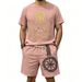 Men's Textured Short Sleeve T-Shirt And Shorts Set Casual Summer Outfit Retro-Inspired Prints_viptrois.com