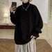 Pure Solid Color Knitted Sweater Men's Autumn Japanese Style Lazy Korean High Street Cool Oversize Knitwear_viptrois.com