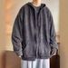 Washed And Worn Hoodie, Men's High Street Cardigan Jacket, Trendy Brand Loose Hooded Top_viptrois.com