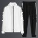 Men's Clothing sports suit men's spring and autumn sweatshirt outdoor running leisure two piece suit loose trend plus size jacket_viptrois.com