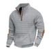 Cross-border American Autumn And Winter Men's Casual Sweater Jacquard Small Checkered Embroidered Block Stand-up Collar Loose Top_viptrois.com