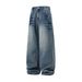 Men's Clothing Lightning Cat Whisker Washed Distressed Jeans For Men Autumn Trendy Retro Rivet Straight Pants American Casual Trousers_viptrois.com