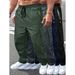 Men's Cargo Jogger Pants - Oversized Workwear Trousers With Drawstring Waist & Multi-Pockets, Polyester Casual Streetwear_viptrois.com