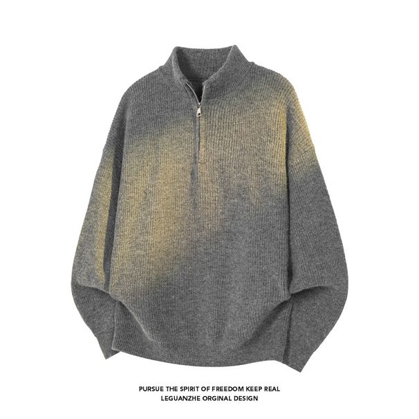 Cleanfit Lazy Half-Zip Turtleneck Sweater Men's Autumn Winter Korean Style Trendy Soft Pullover Knit Top_viptrois.com