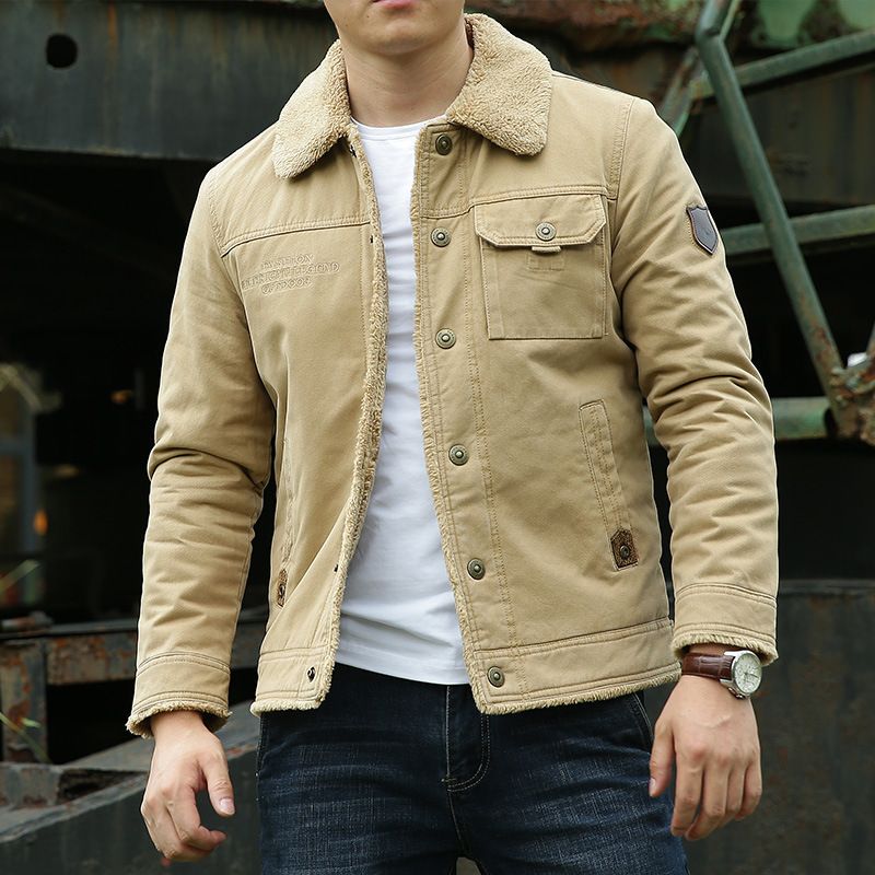New Winter Men's Cotton-padded Jacket Piled And Thickened Green Middle-aged Casual Cotton-padded Clothes_viptrois.com