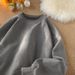 Suede Round Neck Sweatshirt Men's Long Sleeved Jacket Winter Thick Top_viptrois.com