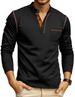 Men's Clothing Foreign Trade Men's Polo Shirt Lapel Long Sleeve Color Matching Men's New European And American Style_viptrois.com