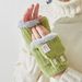 Kids' gloves Children's winter gloves Women's double layer 6 to 14 years old student writing warm plus fleece thickened flip half finger_viptrois.com