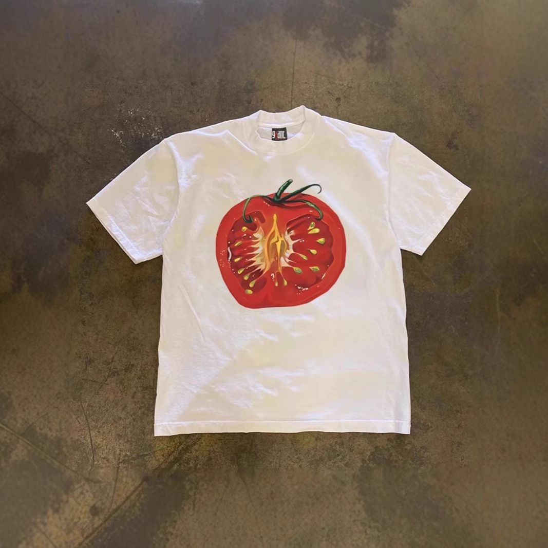 Heavyweight Pure Cotton Half Tomato Summer Trendy Couple Loose Short Sleeved T-Shirt Niche Style 250 G for Men And Women_viptrois.com