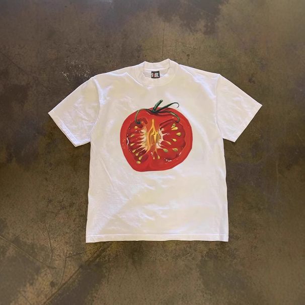 Heavyweight Pure Cotton Half Tomato Summer Trendy Couple Loose Short Sleeved T-Shirt Niche Style 250 G for Men And Women_viptrois.com