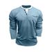 Men’s Layered V-Neck Long Sleeve Tee – Double-Layer Contrast Stitch Thermal Shirt (Grey/Black/Burgundy/Army Green/Blue, S-XXXL)_viptrois.com