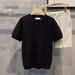 Men's Clothing T Shirt Solid Color Vertical Stripes Breathable Short Sleeve Knit T-Shirt - Solid & Striped Casual Round Neck Tee For Summer_viptrois.com