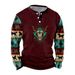 Summer Men's Digital Print 3-Button Henley Trendy Casual T-Shirt_viptrois.com