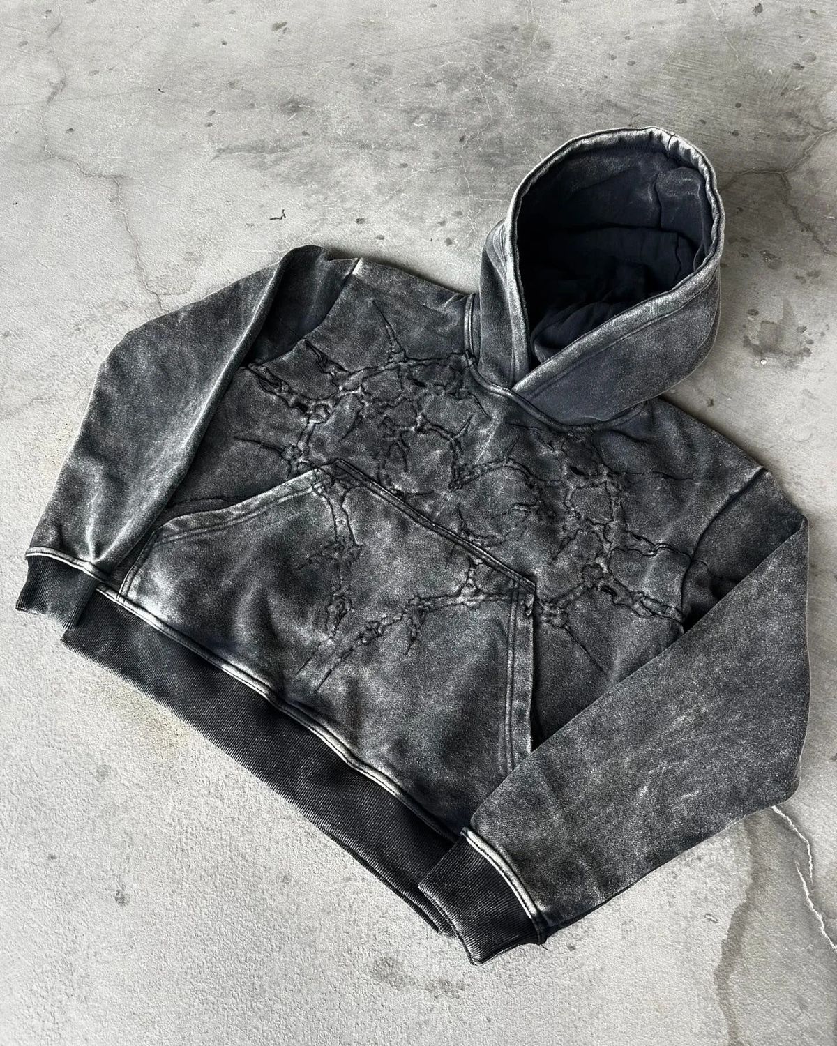 2024 New Sports Harajuku Dark Washed Embroidered Sweatshirt Couple Streetwear Hoodie_viptrois.com