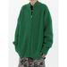 Loom American High Street Loose Green Fashionable Zipper Stand Collar Jacket For Men 2021 New Winter Knitted Sweater Ins_viptrois.com