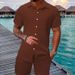 Men's Summer Casual Button-Up Shirt & Shorts Set – Breathable Polyester, Quick-Dry & Lightweight For Beach, Travel & Streetwear– S-XXXL_viptrois.com