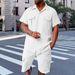 Men's Minimalist Short Sleeve & Shorts Set - Breathable Poly-Cotton Blend (S-XXXL) | Solid Color Athletic Lounge Wear In 10 Colors (Wine/Navy/Olive)_viptrois.com