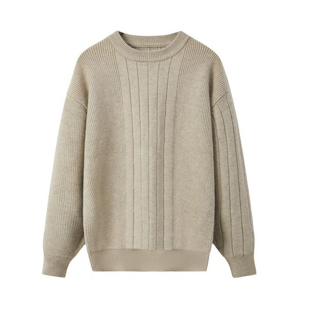 Round Neck For Men In Autumn And Winter, Solid Color Long Sleeved Base Shirt, Casual Inner Layer Sweater, Men's Warm_viptrois.com