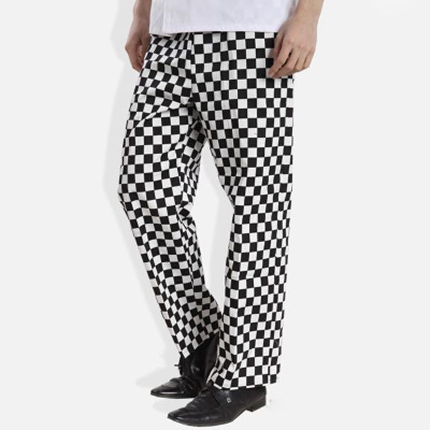 Men's Clothing chef pants work clothes plaid elastic pants chef clothes back kitchen chef pants_viptrois.com