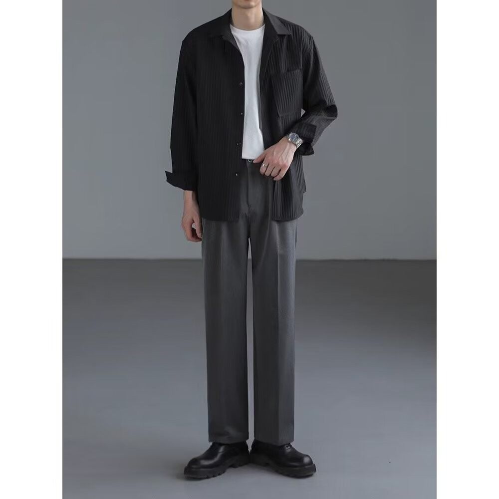 Men's Clothing Loose Wide Leg Trousers Men's Casual Pants Trendy Brand Handsome Straight Trousers_viptrois.com