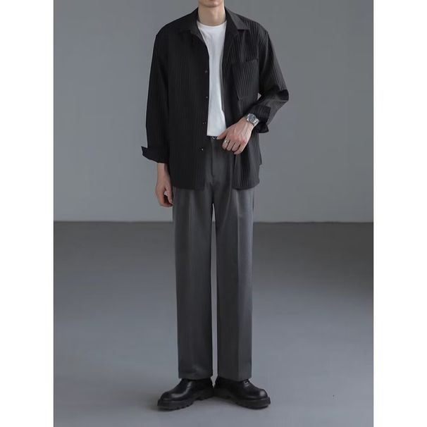 Men's Clothing Loose Wide Leg Trousers Men's Casual Pants Trendy Brand Handsome Straight Trousers_viptrois.com