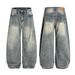 Men's Clothing New High Street Machete Pants Retro Washed Jeans Men And Women Vibe Wide Leg Pants_viptrois.com