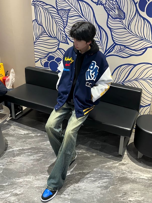 Men's Clothing Color Blocked Letter Embroidered Baseball Jacket For Men, Spring And Autumn Loose American Retro Style Couple Jacket Top_viptrois.com