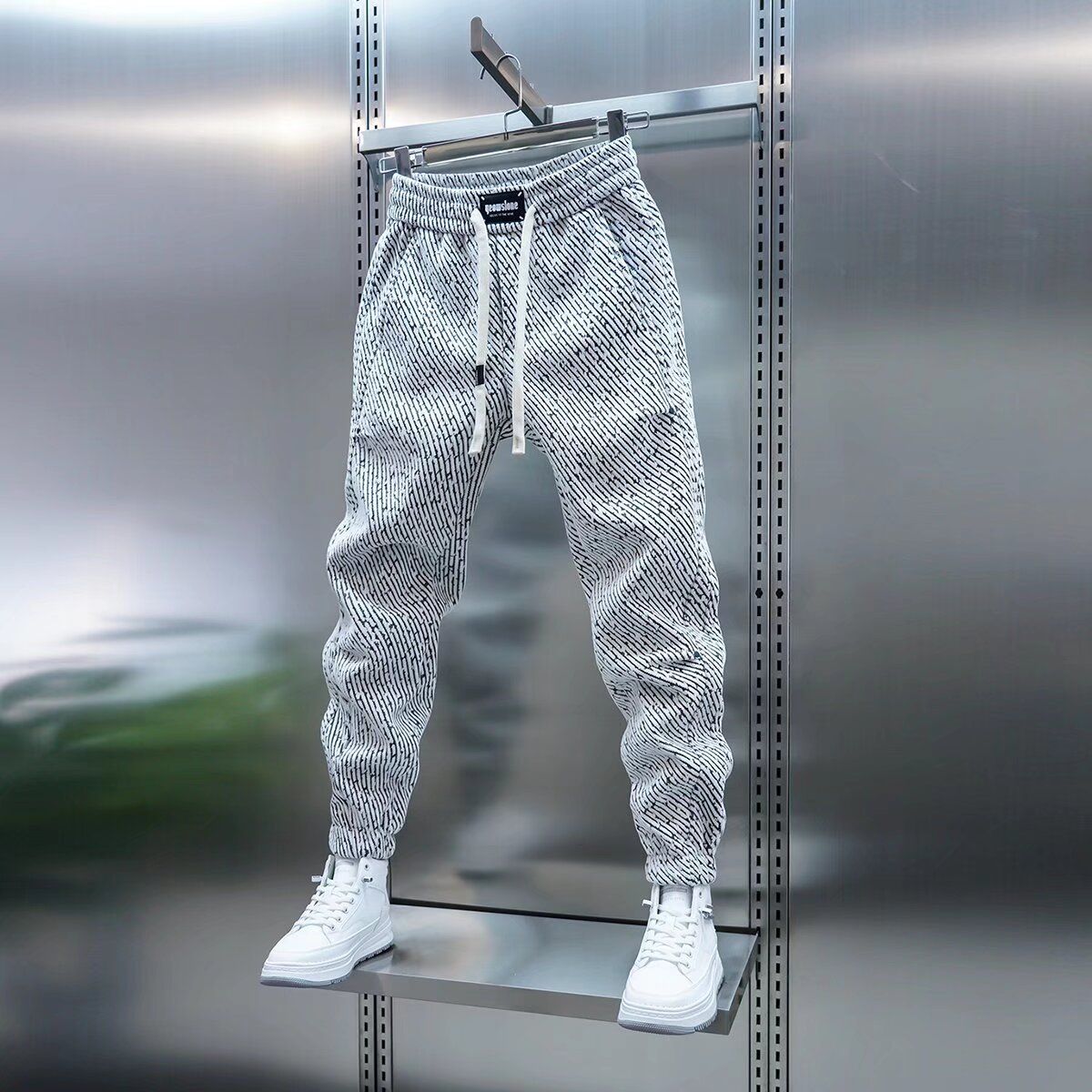 Men's Clothing Autumn And Winter Splicing Striped Ankle Sports Pants Trendy Casual Pants Loose Light Luxury Sweatpants_viptrois.com